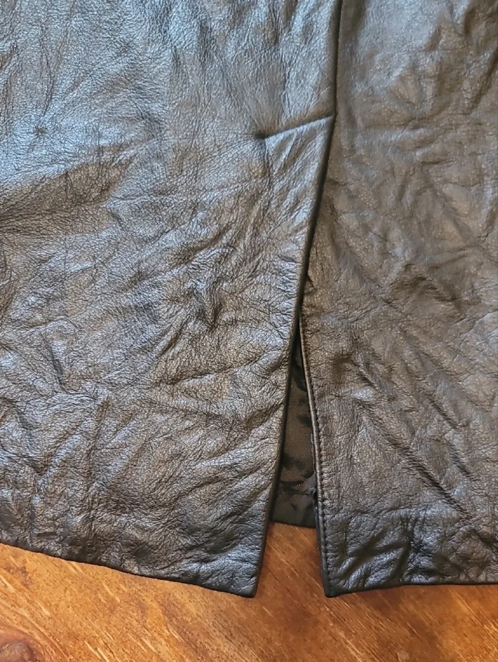 LOFT Black Leather Pencil Skirt with Front Slit